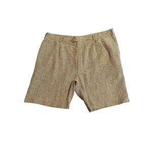 Berle Mens Chino Shorts 40 Brown Checker Linen 8.5 Inch